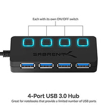 Load image into Gallery viewer, Sabrent 4-Port USB 3.0 Hub with Individual LED Lit Power Switches, Includes 5V/2.5A Power Adapter (HB-UMP3)