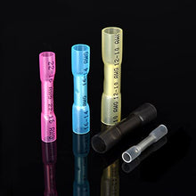 Load image into Gallery viewer, 100 Pcs Red Heat Shrink Butt Connectors, 22-16 AWG Marine Grade Insulated Crimp Wire Connectors, Waterproof Electrical Connectors Butt Splice for Boat Truck Wiring