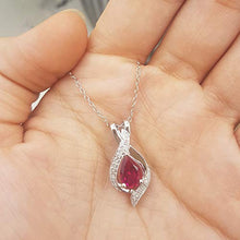 Load image into Gallery viewer, Dazzlingrock Collection 10K Pear 9X6 MM Lab Created Ruby & Round Diamond Ladies Teardrop Pendant, White Gold