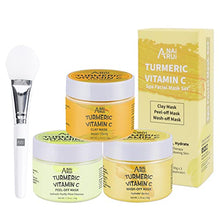 Load image into Gallery viewer, ANAIRUI Turmeric Vitamin C Facial Mask 3-in-1 Travel Mini Kit - Clay Mask, Peel Off Mask, Wash-Off Cream Mask, for Acne & Dark Spots, Oily Skin, Facial Spa Treatment 1.75 oz × 3 ea