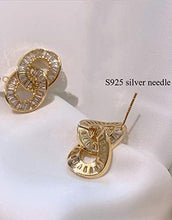 Load image into Gallery viewer, Zircon Geometric Stud Earrings - 14k Gold Plated Cross ring Inlaid with Zircon for Women Girl Gifts Valentines/Birthday/Anniversary/Mother’s Day