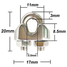 Load image into Gallery viewer, HEVERP 20PCS 1/8 Inches M3 Stainless Steel Wire Rope Cable Clip Clamp