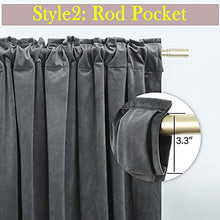 Load image into Gallery viewer, Timeper Rod Pocket Back Tab - Grey Super Soft Velvet Curtain Sunlight Blocking Drapes Heat Insulated Summer Shade for Foyer Door / Sliding Glass Door / Dorm, Grey,52Wx 96L, Set of 2 Panels