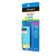 Load image into Gallery viewer, Neutrogena Wet Skin Kids Water Resistant Sunscreen Stick, Kids Sunscreen for Face and Body, Broad Spectrum SPF 70 UVA/UVB Sun Protection, Oil-Free & Hypoallergenic, 0.47 oz