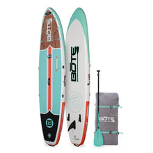 Load image into Gallery viewer, BOTE 11'6" Inflatable Stand Up Paddle Board, SUP with Paddle, Backpack Travel Bag, Pump, & Fin, Breeze Aero (Classic Teak)