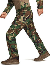 Load image into Gallery viewer, CQR Men's Flex Ripstop Tactical Pants, Water Repellent Stretch Cargo Pants, Lightweight EDC Hiking Work Pants, Dura Flex Print Woodland Olive, 38W x 32L