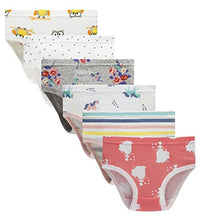 Load image into Gallery viewer, Cadidi Dinos Girls' 100% Cotton Panties Big Girls Soft Underwears Kids Briefs (Pack of 6) Size 12