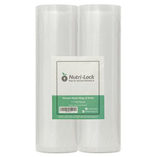 Load image into Gallery viewer, Nutri-Lock Vacuum Sealer Bags. 2 Rolls 11x50. Commercial Grade Food Saver Bags Rolls. Nutri-lock Bags Work with Foodsaver. Perfect for Sous Vide.