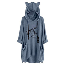 Load image into Gallery viewer, Casual Hooded Sweatshirts for Women Long Sleeved Plus Size Pullover Loose Oversized Drawstring Cat Ear Hoodies Blouse