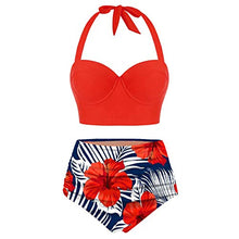 Load image into Gallery viewer, KANGMOON Women Swimsuit Bathing Suit Sunflower High Waisted Bottom Swimwear Two Piece Summer Halter Bikini Swim Suit Set