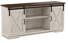 Load image into Gallery viewer, Walker Edison Furniture Company Modern Farmhouse Sliding Barndoor Wood Stand for TV's up to 65" Flat Screen Cabinet Door Living Room Storage Entertainment Center, 28 Inches Tall, White Oak
