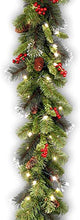 Load image into Gallery viewer, National Tree Company Pre-lit Artificial Christmas Garland | Flocked with Mixed Decorations and Lights | Crestwood Spruce - 9 ft