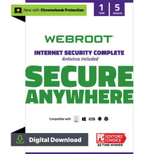 Load image into Gallery viewer, Webroot Internet Security Complete 2022 | Antivirus Software against Computer Virus, Malware, Phishing and more | 5-Device | 1-Year Protection | Download