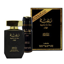 Load image into Gallery viewer, Raghba for Men EDP - Eau De Parfum 100ML (3.4oz) | Fresh & Woody Fragrance | Oriental Blend with Notes of Lemon Verbena, Iris, Cedar, Leather, and Vanilla | Everyday Essential | by Lattafa