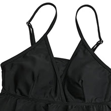 Load image into Gallery viewer, Bhome Maternity Two Pieces Bikini Set High Waisted Swimsuit Ruffle Swimwear Summer Black with Leopard L