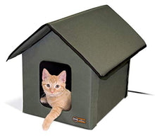 Load image into Gallery viewer, K&H Pet Products Outdoor Heated Kitty House Cat Shelter Olive Green 18 X 22 X 17 Inches