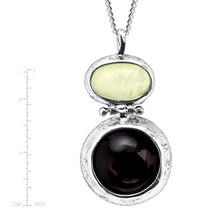 Load image into Gallery viewer, Silpada 'on the Double' Natural Prehnite & Obsidian Pendant Necklace in Sterling Silver
