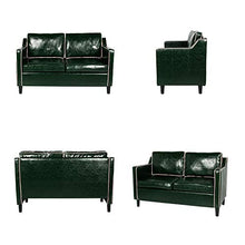 Load image into Gallery viewer, Mid Century Modern 3 Piece Sectional Sofa Set Couches for Living Room Faux Leather Armrest Office Couch Set Loveseat for Small Spaces, Home Furniture Green (Loveseat + 2 Single (3pcs), Green & White)