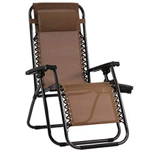 Load image into Gallery viewer, Patio Chair Zero Gravity Chairs Set of 1 Outdoor Adjustable Dining Reclining Folding Chairs for Deck Patio Beach Yard with Pillow and Cup Holder