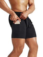 Load image into Gallery viewer, Neleus Men's 2 in 1 Running Shorts with Liner,Dry Fit Workout Shorts with Pockets,6070,2 Pack,Black/Navy Blue,US XL,EU 2XL