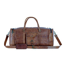 Load image into Gallery viewer, Leather duffel bag large 24 Inch Square Duffel Travel Gym Sports Overnight Weekender Leather Bag for men and women by Komal's Passion Leather