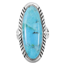 Load image into Gallery viewer, Turquoise Ring Sterling Silver 925 Genuine Gemstones Size 6 to 11 (Turquoise) (8)