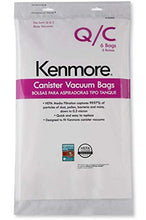 Load image into Gallery viewer, Kenmore HEPA Vacuum Bags C Q - Kenmore and Sears Style Q/C Bags for Canister Vacuum Cleaners. Also Fits Kenmore 5055, 50557, 50558. Part Number 20-53292. Package of 6 Premium HEPA Synthetic Bags.