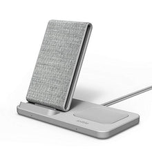 Load image into Gallery viewer, iOttie iON Wireless Duo 10W Stand + 10W Pad Qi-Certified Charger Compatible with iPhone and Samsung Galaxy | Includes Power Cable & Adapter | Light Grey
