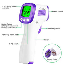 Load image into Gallery viewer, Infrared Forehead Thermometer, Non-Contact Forehead Thermometer for Adult, Kids, Baby, Accurate Instant Readings No Touch Infrared Thermometer with 3 in 1 Digital LCD Display for Face, Ear, Body