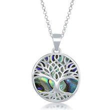 Load image into Gallery viewer, Beaux Bijoux Tree of Life Necklace Sterling Silver Natural Abalone Stone Pendant Necklace for Women with 18" Sterling Silver Thick Chain