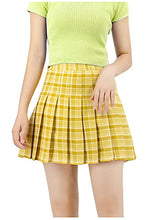 Load image into Gallery viewer, DAZCOS US Size 0-22 Plaid Skirt High Waist Japan Uniform Style with Shorts for Women (3X-Large, Yellow)