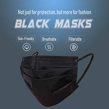 Load image into Gallery viewer, Wecolor 100 PCS Disposable 3 Ply Earloop Face Masks, Suitable for Home, School, Office and Outdoors (Black)