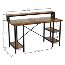 Load image into Gallery viewer, IRONCK Industrial Computer Desk 55", Office Desk with Printer Monitor Shelf Storage Shelf CPU Stand, Studying Writing Table for Home Office