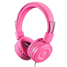 Load image into Gallery viewer, Kids Headphones-noot products K22 Foldable Stereo Tangle-Free 3.5mm Jack Wired Cord On-Ear Headset for Children/Teens/Girls/Smartphones/School/Kindle/Airplane/Plane/Tablet-Flamingo Pink/Gray