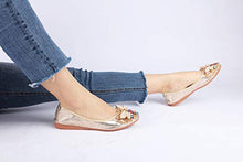 Load image into Gallery viewer, Stylein Womens Foldable Rhinestone Flats Ballet Bling Slip On Loafers Gold