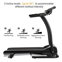 Load image into Gallery viewer, ZELUS Folding Treadmill for Home Gym with 3 Level Incline, Heart Monitor, Portable 1100W Electric Foldable Running Cardio Machine with Cup/Phone Holders, Walking/Runners Exercise Equipment