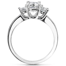Load image into Gallery viewer, Kobelli Three-Stone Moissanite Engagement Ring Accent 1 3/5 CTW 14k White Gold, Size 8, White Gold