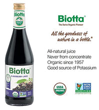 Load image into Gallery viewer, Biotta Organic Elderberry Juice - Naturally Sweetened Fruit Juice For Optimal Immune Support Function - With Immunity Boosting Elderberries - Good Source of Potassium (16.9 Fl Oz, Pk of 6)