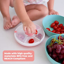Load image into Gallery viewer, GoBe Kids Snack Spinner - Reusable Snack Container with 5 Compartment Dispenser and Lid | BPA and PVC Free | Dishwasher Safe | No Spill, Leakproof | for Toddlers, Babies, Home, Travel