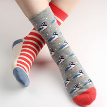 Load image into Gallery viewer, COTTON DAY 7 Days of the Week Little Big Kids Girls Cute Pattern Design Socks (Animals duck swan fox rabbit, L: Shoe Size 13.5-3.5)