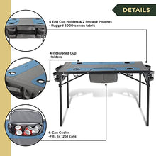 Load image into Gallery viewer, ARROWHEAD OUTDOOR 51” Heavy-Duty Portable Folding Table, 8 Cup Holders, Integrated Cooler, 2 Side Storage Pouches, No Sag Surface, Carrying Case, Steel Frame, High-Grade 600D Canvas, USA-Based Support
