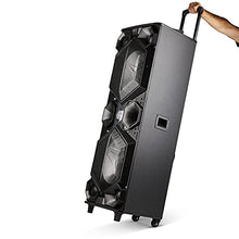 Load image into Gallery viewer, QFX E-1500 Professional Large Bluetooth Speakers | Portable PA Speaker System | Dual 15” Woofers, 1.5” Tweeter, and Party Lights