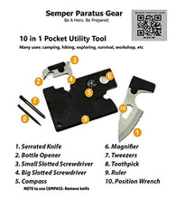Load image into Gallery viewer, Semper Paratus Gear Gifts for men Pocket MultiTool Card Gadgets for Men - 10 in 1 Credit Card Tactical Multi Tool for everyday use - Home Work or Outdoors - Be a hero. Be prepared. Guy Stuff (3 Pack)
