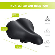 Load image into Gallery viewer, Roguoo Bike Seat, Most Comfortable Bicycle Seat Memory Foam Waterproof Bicycle Saddle - Dual Shock Absorbing - Best Stock Bicycle Seat Replacement for Mountain Bikes, Road Bikes Black