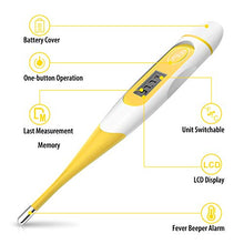 Load image into Gallery viewer, Digital Medical Thermometer for Fever - Oral, Rectal and Underarm Thermometer for Adults, Kids & Babies (Yellow)
