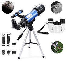 Load image into Gallery viewer, MaxUSee 70mm Refractor Telescope + 8X21 Compact HD Binoculars for Kids and Astronomy Beginners, Travel Scope for Moon Stars Viewing Bird Watching Sightseeing
