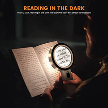 Load image into Gallery viewer, Magnifying Glass with Light, 30X Handheld Large Magnifying Glass 12 LED Illuminated Lighted Magnifier for Macular Degeneration, Seniors Reading, Soldering, Inspection, Coins, Jewelry, Exploring(White)