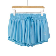 Load image into Gallery viewer, luogongzi 2 in 1 Flowy Comfy Shorts for Women Gym Yoga Athletic Workout Running Biker Spandex Lounge Sweat Skirt Summer (S, Light Blue)