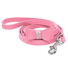 Load image into Gallery viewer, N C Bling Bowknot Suede Leather Rhinestone Dog Collarand Leash Set Pet Puppy Cat Chihuahua Collars for Small Medium Dogs Cats Pink Red X Small