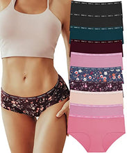 Load image into Gallery viewer, FINETOO Womens Bikini Panties Underwear Soft Stretch Hipster Laser Cut Briefs Sexy Low Rise Hiphugger Cheekini Multi Pack